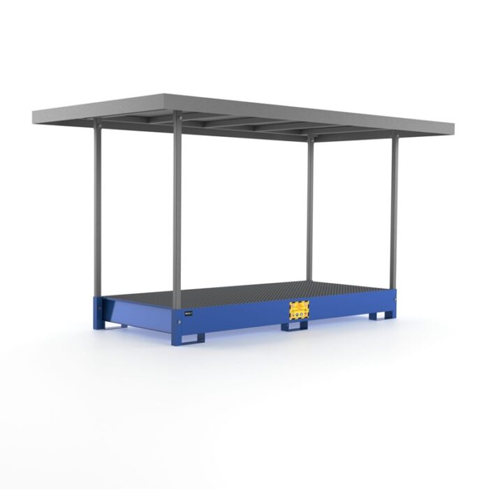 Vasca Raccolta per 8 Fusti da 200L con Tettoia - immagine 1