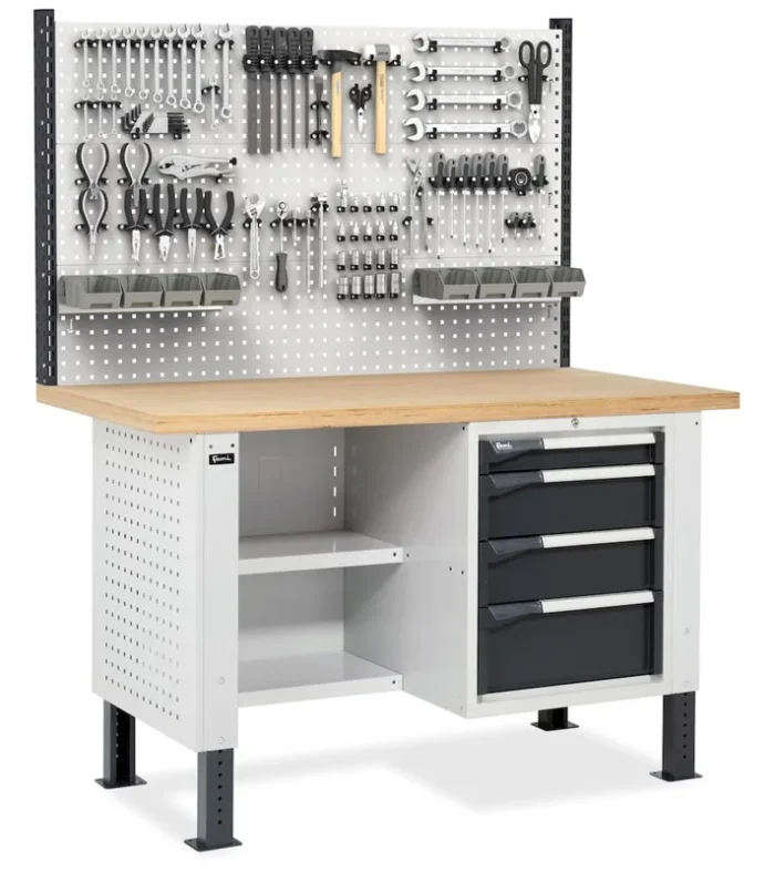 Banco da Lavoro con 4 Cassetti e Parete - immagine 1