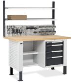 Banco da Lavoro con 4 Cassetti e Parete - immagine 3