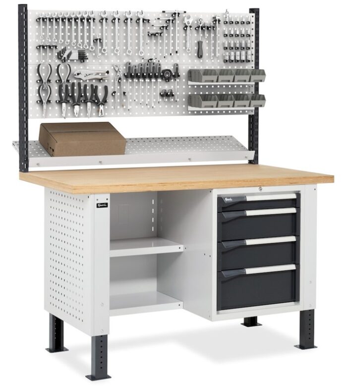 Banco da Lavoro con 4 Cassetti e Parete - immagine 4