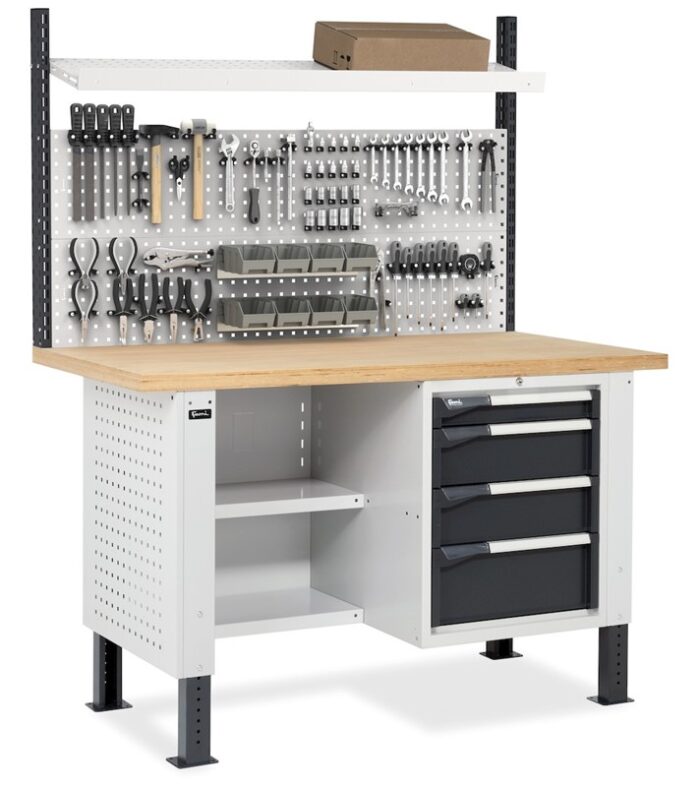 Banco da Lavoro con 4 Cassetti e Parete - immagine 5