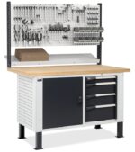 Banco da Lavoro con 4 Cassetti, Anta e Parete - immagine 4