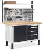 Banco da Lavoro con 4 Cassetti, Anta e Parete - immagine 6