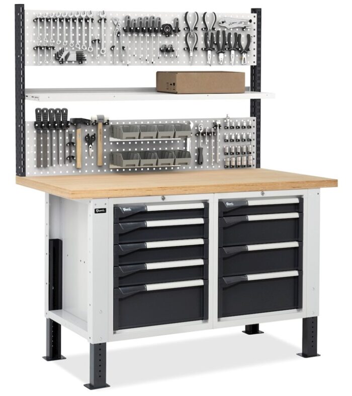 Banco da Lavoro con 9 Cassetti e Parete - immagine 2