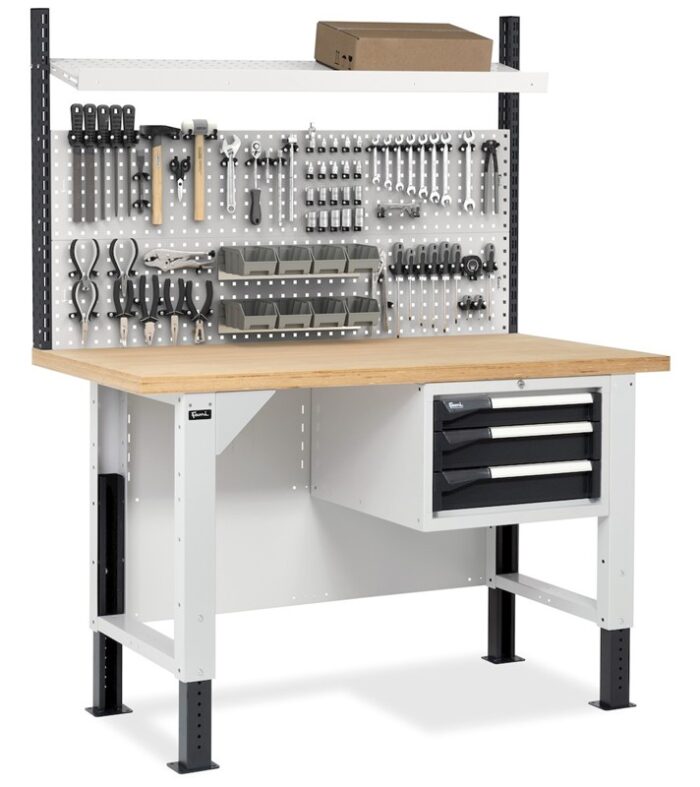 Banco da Lavoro con 3 Cassetti e Parete - immagine 5