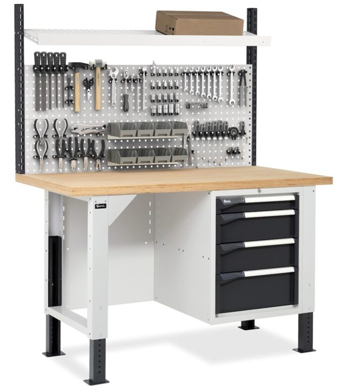 Banco da Lavoro con 4 Cassetti e Parete - immagine 5