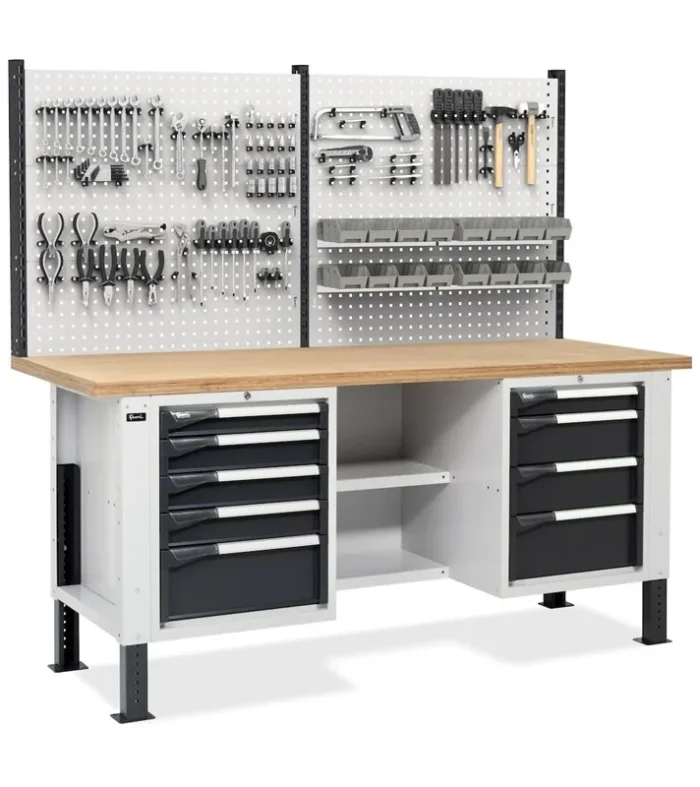 Banco da Lavoro con 9 Cassetti e Parete - immagine 1