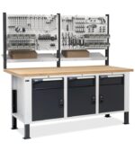 Banco da Lavoro con 3 Cassetti + 3 Vani e Parete - immagine 3