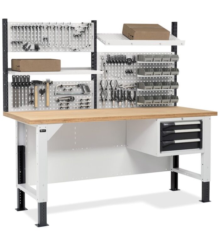 Banco da Lavoro 2m con 3 Cassetti e Parete - immagine 2