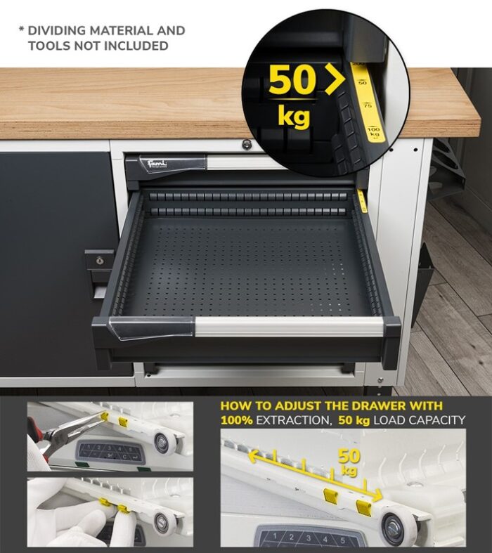 Banco da Lavoro con 4 Cassetti e Parete - immagine 6