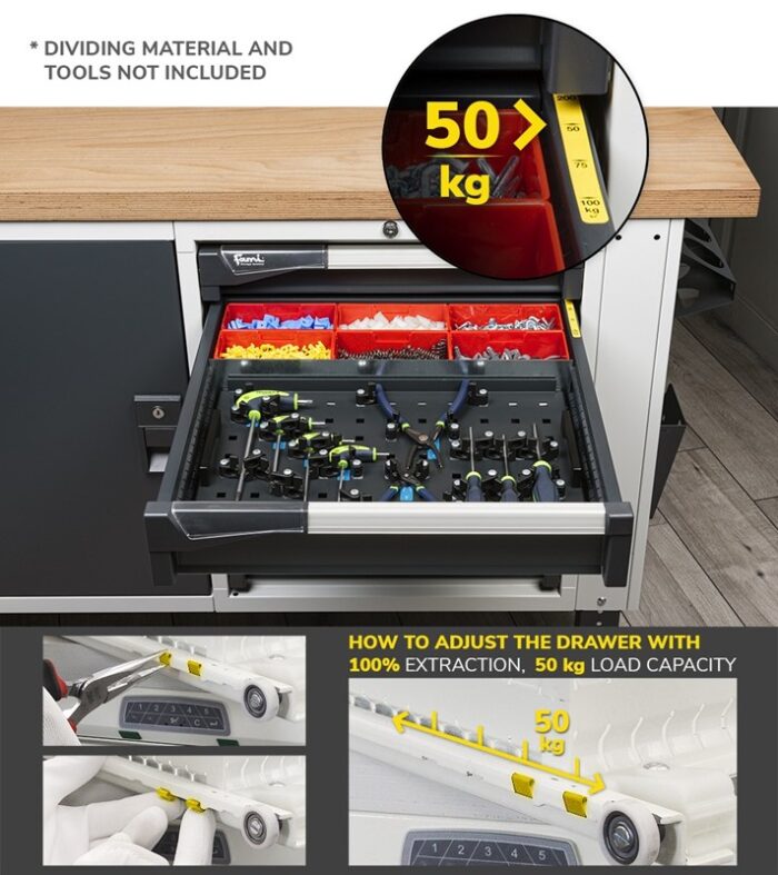 Banco da Lavoro con 4 Cassetti e Parete - immagine 11