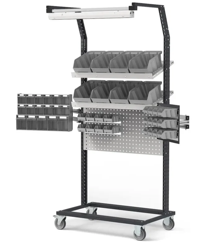 Carrello in Acciaio con Bracci e Parete Attrezzata - immagine 1