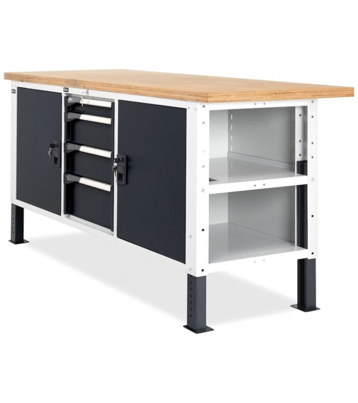 Banco da Lavoro Attrezzato con 8 Cassetti + 2 Armadietti e Pensili L=3000 mm - immagine 2