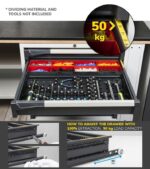 Banco da Lavoro Attrezzato con 8 Cassetti + 2 Armadietti e Pensili L=3000 mm - immagine 5