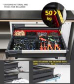 Banco da Lavoro Attrezzato con 8 Cassetti + 2 Armadietti e Pensili L=3000 mm - immagine 6