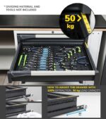 Banco da Lavoro Attrezzato con 8 Cassetti + 2 Armadietti e Pensili L=3000 mm - immagine 7