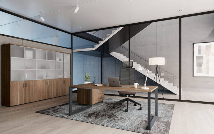 Scrivania Direzionale Stratos 180x90 cm con Mobile di Servizio su Ruote 84x58x59 - immagine 4