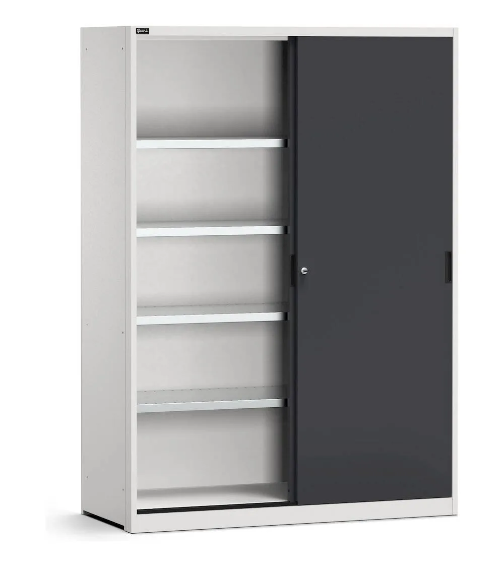 armadio-con-porte-scorrevoli-e-ripiani-l1428-x-p600-x-h2000-mm-perfom21004.webp Armadio Officina Perfom con Porte Scorrevoli, H=2000 L=1428 P=600 mm - immagine 1