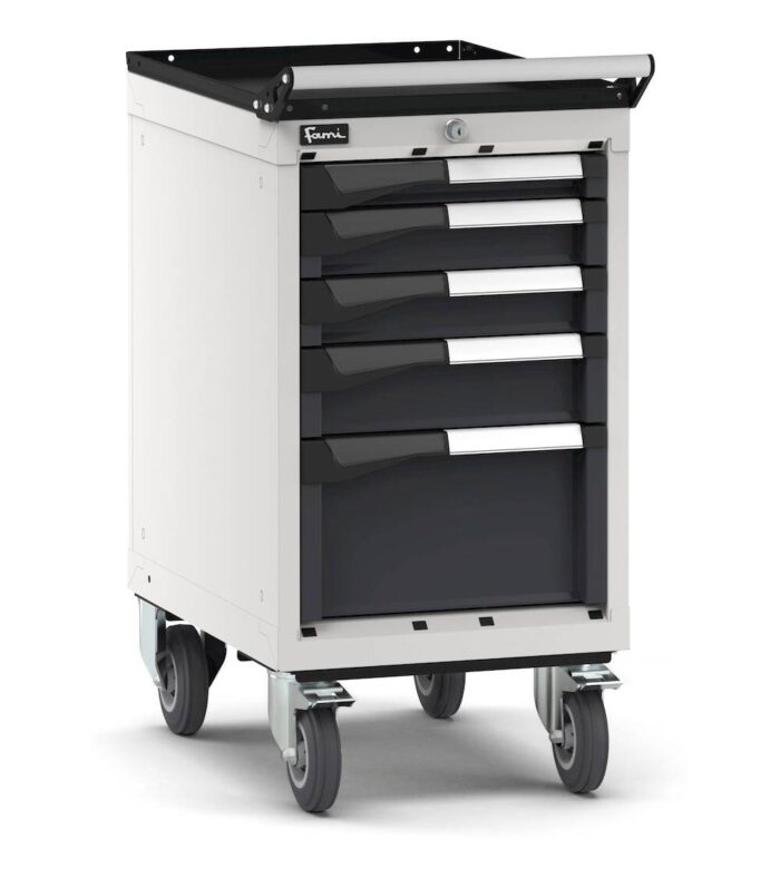 Cassettiera Porta Attrezzi con Ruote e 5 Cassetti 1X50 2X75 1X200, L408 X P573 X H822 mm - immagine 1