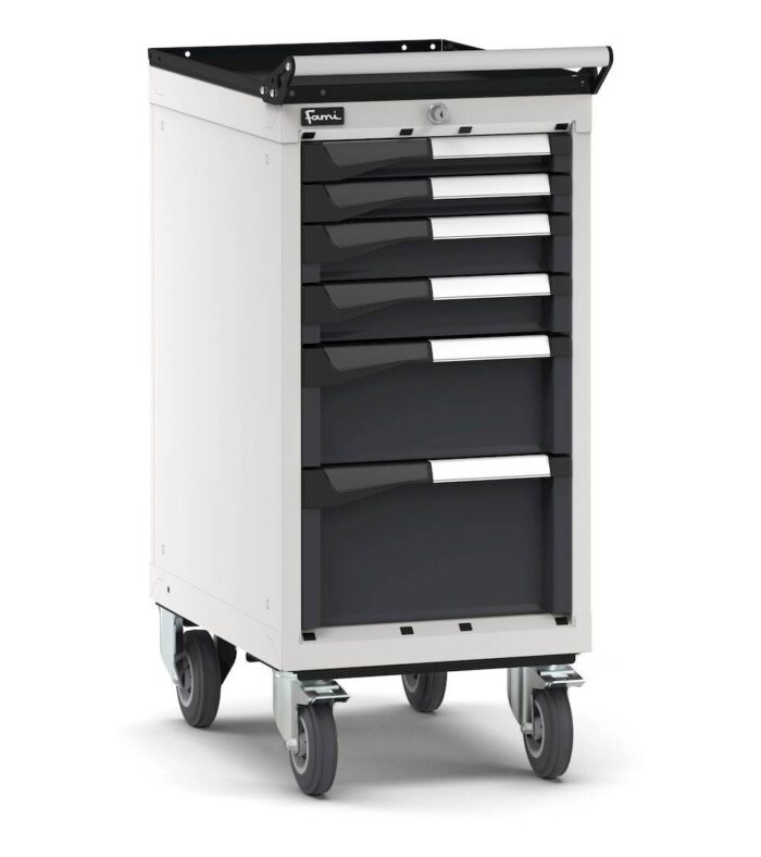 Cassettiera Porta Attrezzi con Ruote e 6 Cassetti 2X50 2X75 1X150 1X200, L408 X P573 X H922 mm - immagine 1